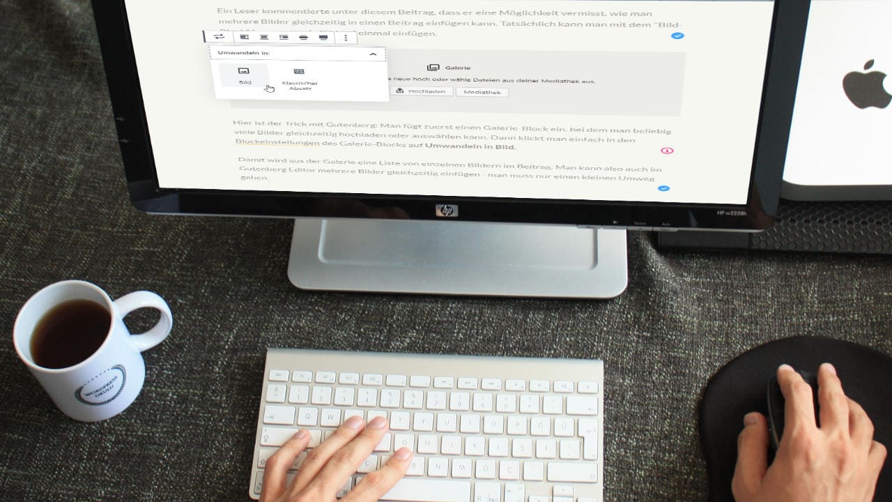 WordPress Gutenberg: Mehrere Bilder gleichzeitig einfügen