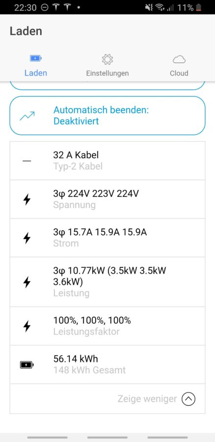 go-eCharger App auf dem Android Smartphone