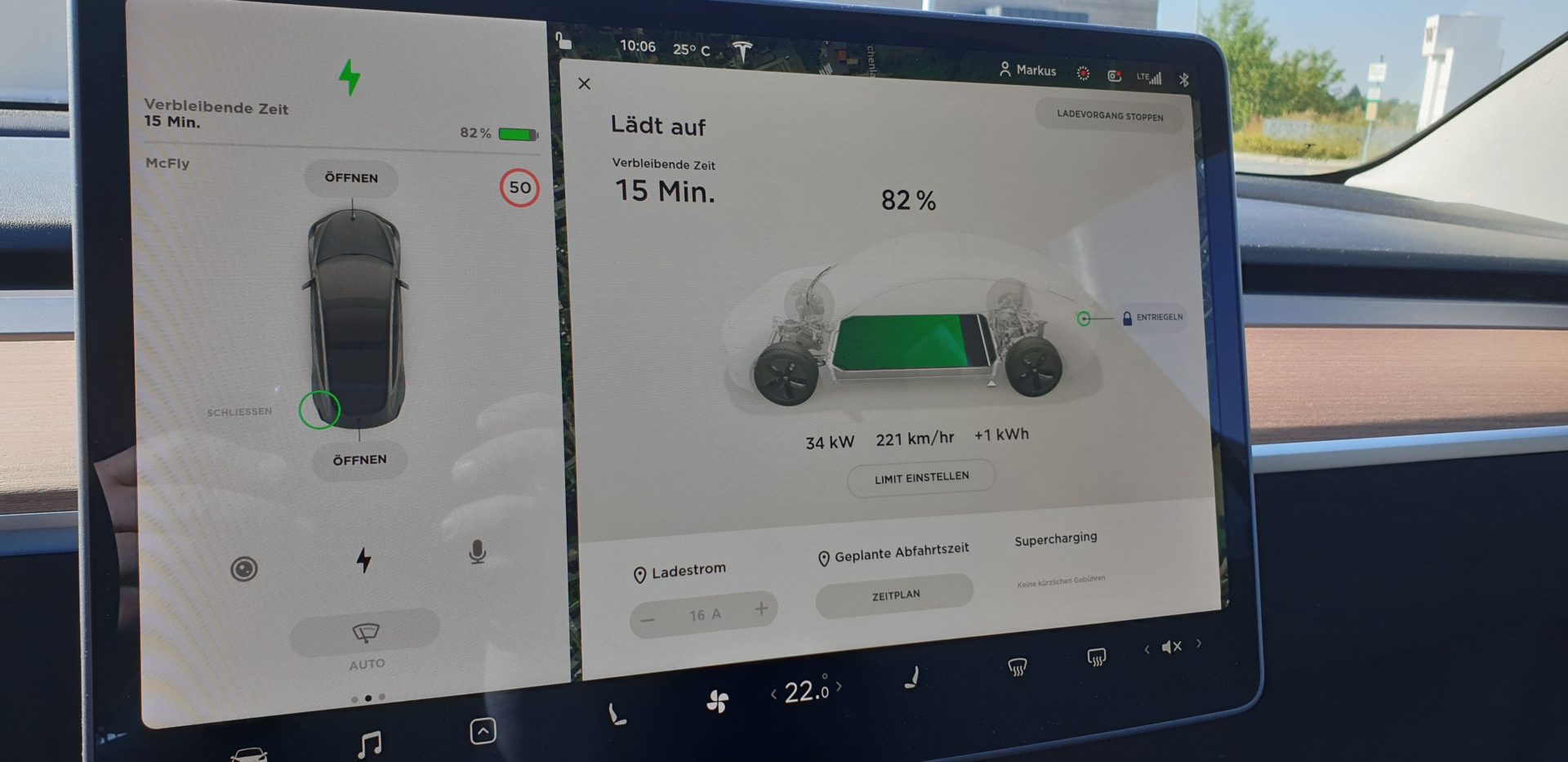 Ladeanzeige im Model 3