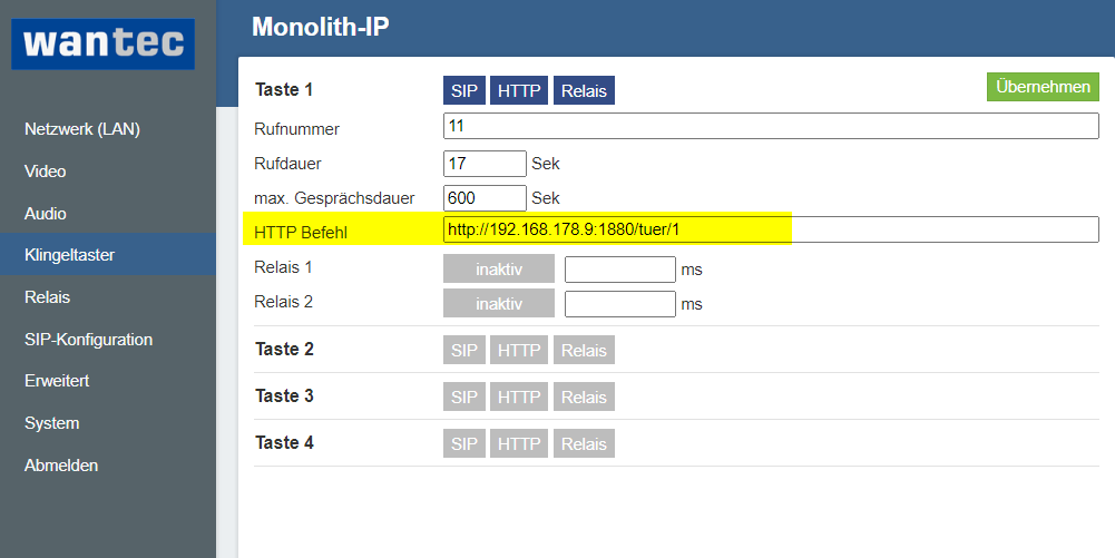 Wantec MONOLITH C IP/VoIP HTTP-Request