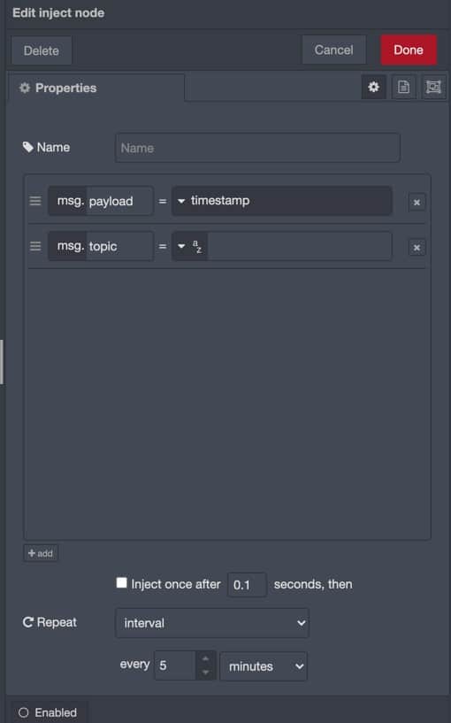 Node Red Interval Injection Node