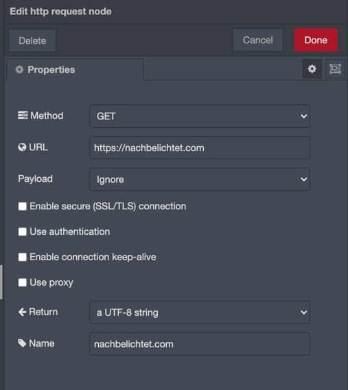 Node-Red http request node