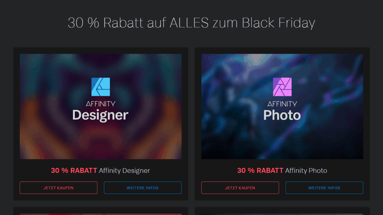 Photoshop-Alternative Serif Affinity Photo 30 % günstiger