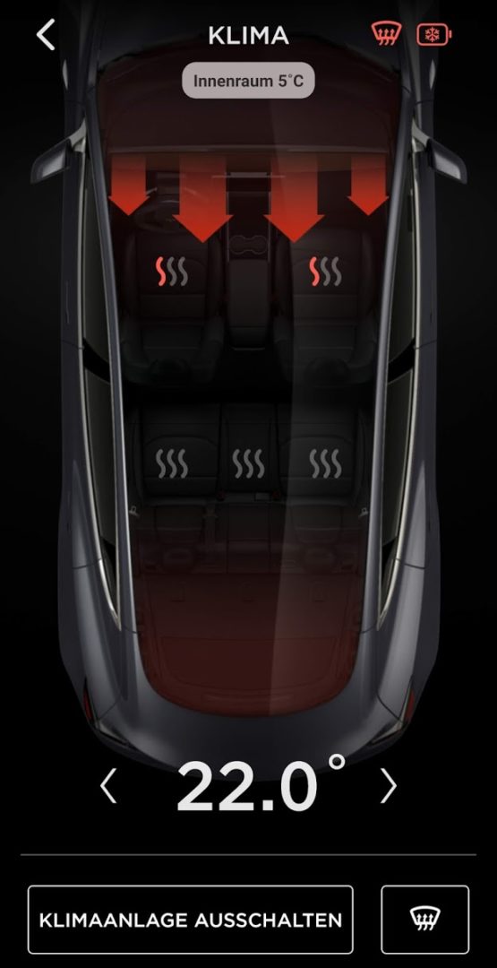 Vorklimatisierung in der Tesla-App