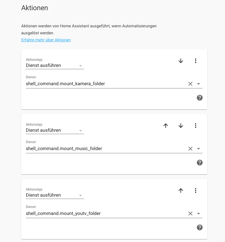 Home Assistant Aktionen - Services ausführen