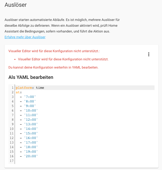 Home Assistant Automation mit mehreren Schaltzeiten