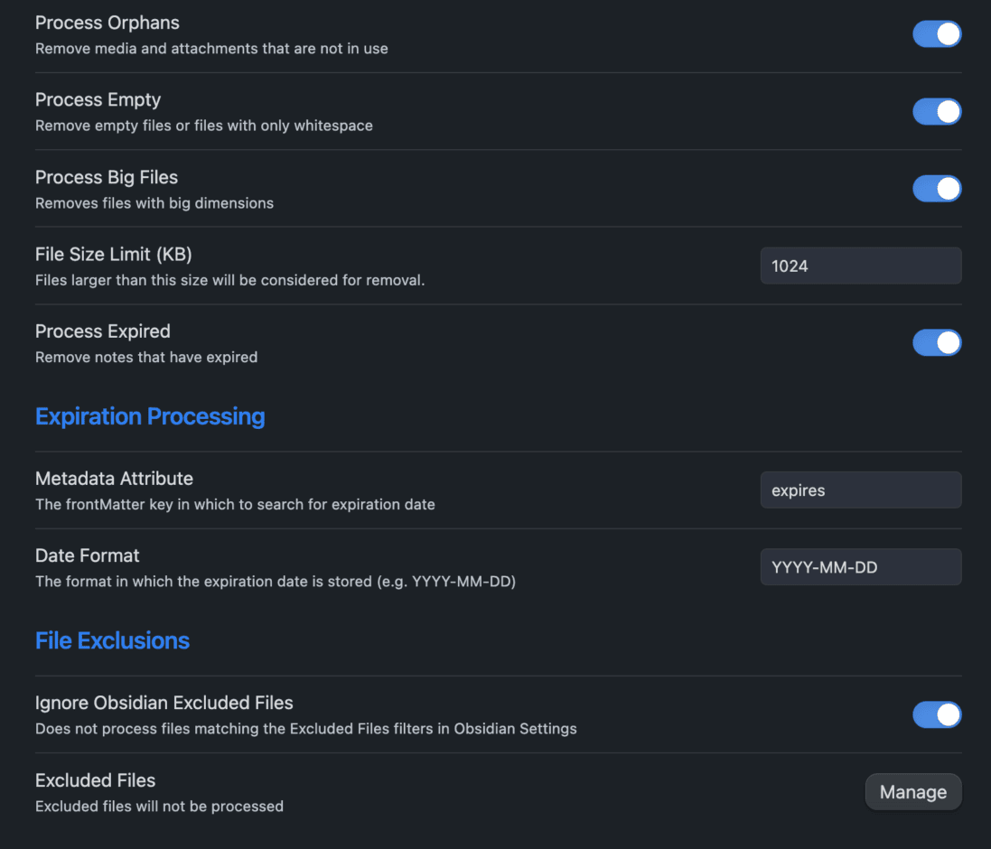 Janitor Einstellungen