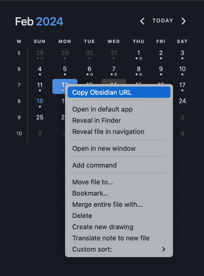 Obsidian Calendar Plugin
