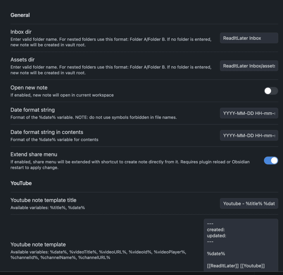 ReadItLater Plugin für Obsidian